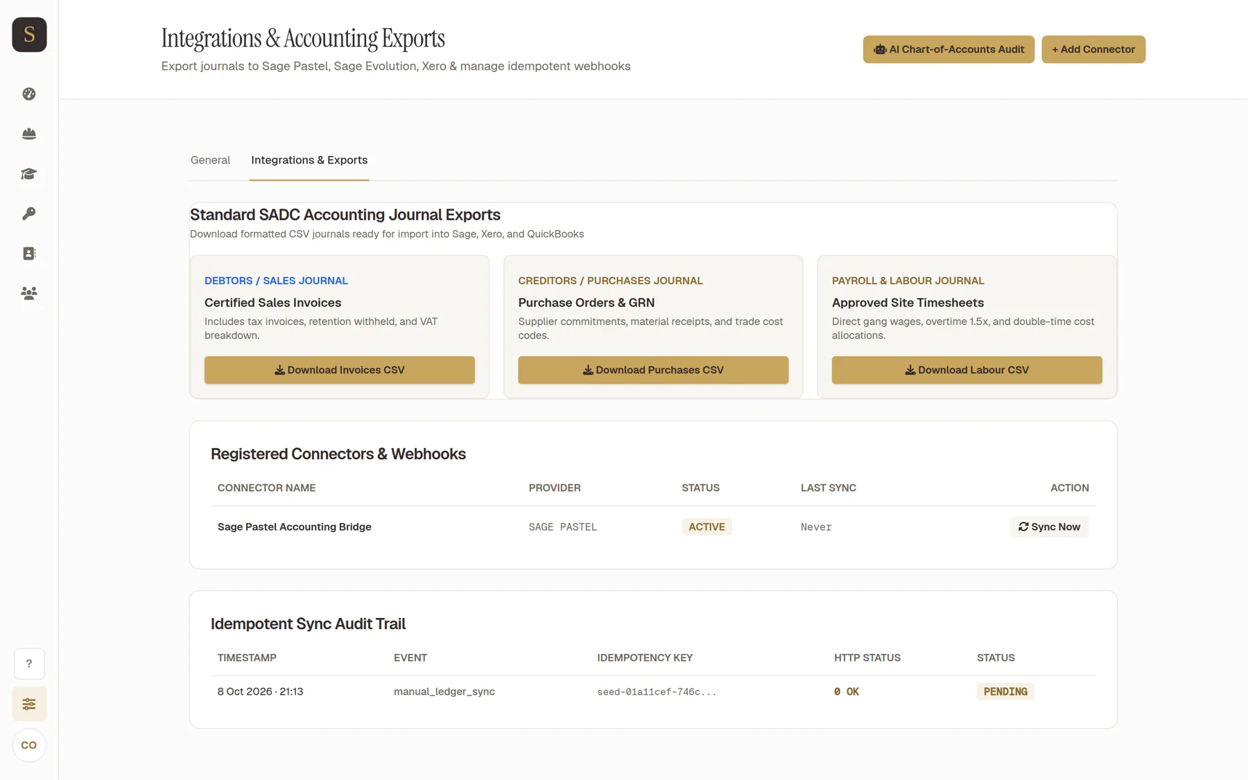 Integrations & Exports in Syncware-Build